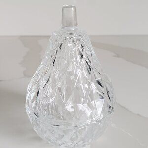 ITALIAN MADE Faceted Glass Pear Trinket Dish w/ Lid